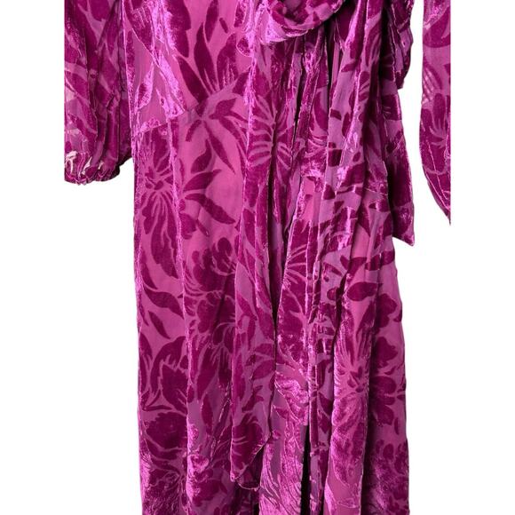 Hutch Womens Daniella Velvet Wrap Maxi Dress XL Romantic Boho Floral Fuchsia - Picture 6 of 12